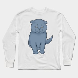 Angry cat with yellow eyes. Scottish fold kitten Long Sleeve T-Shirt